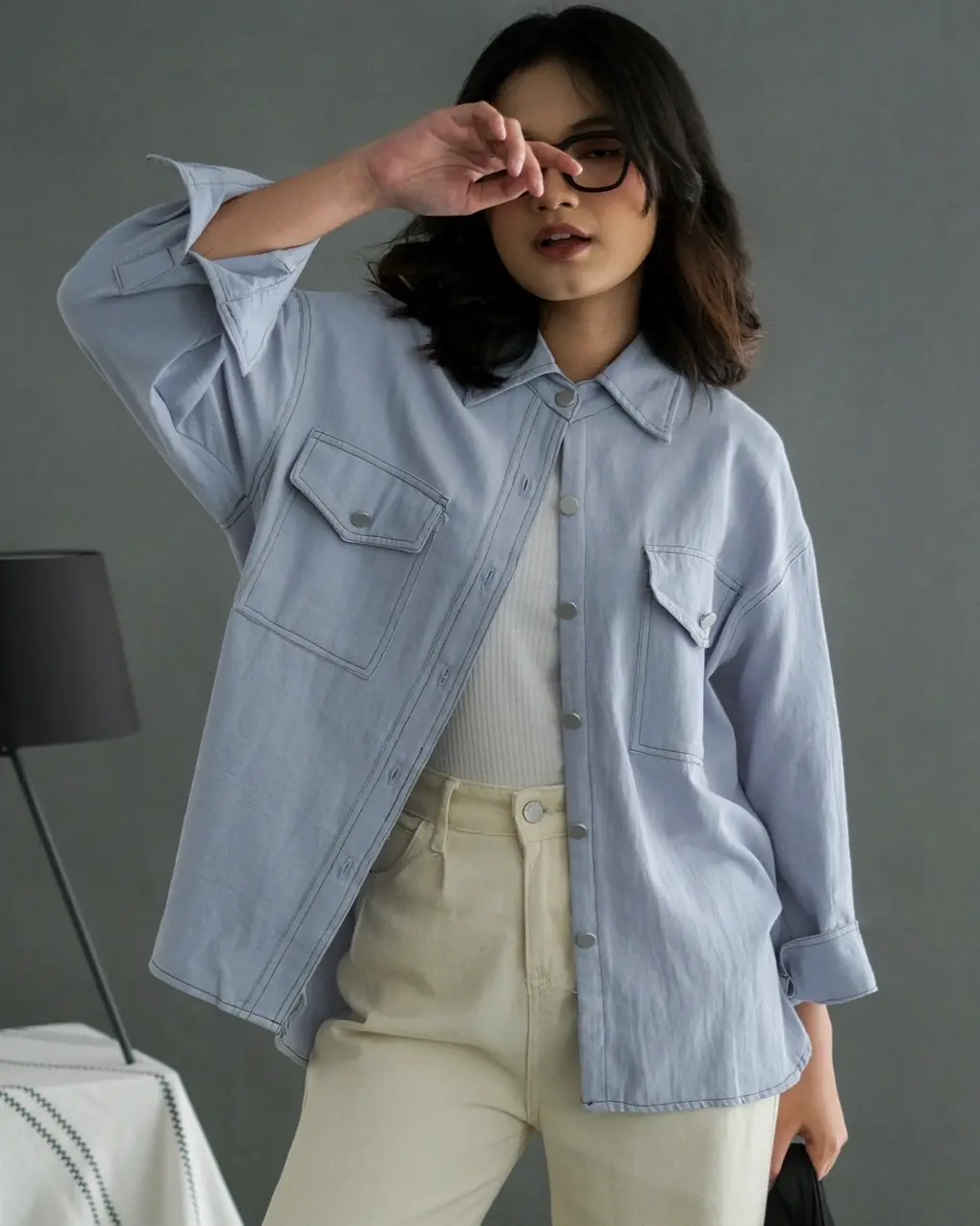 Laiza Shirt Kode R047-1 Light Blue