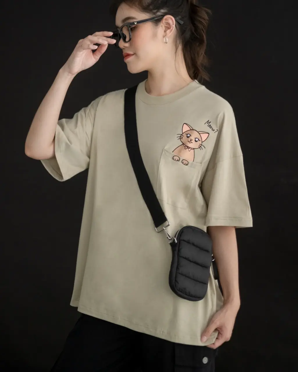 Meow T-Shirt Beige - Image 2