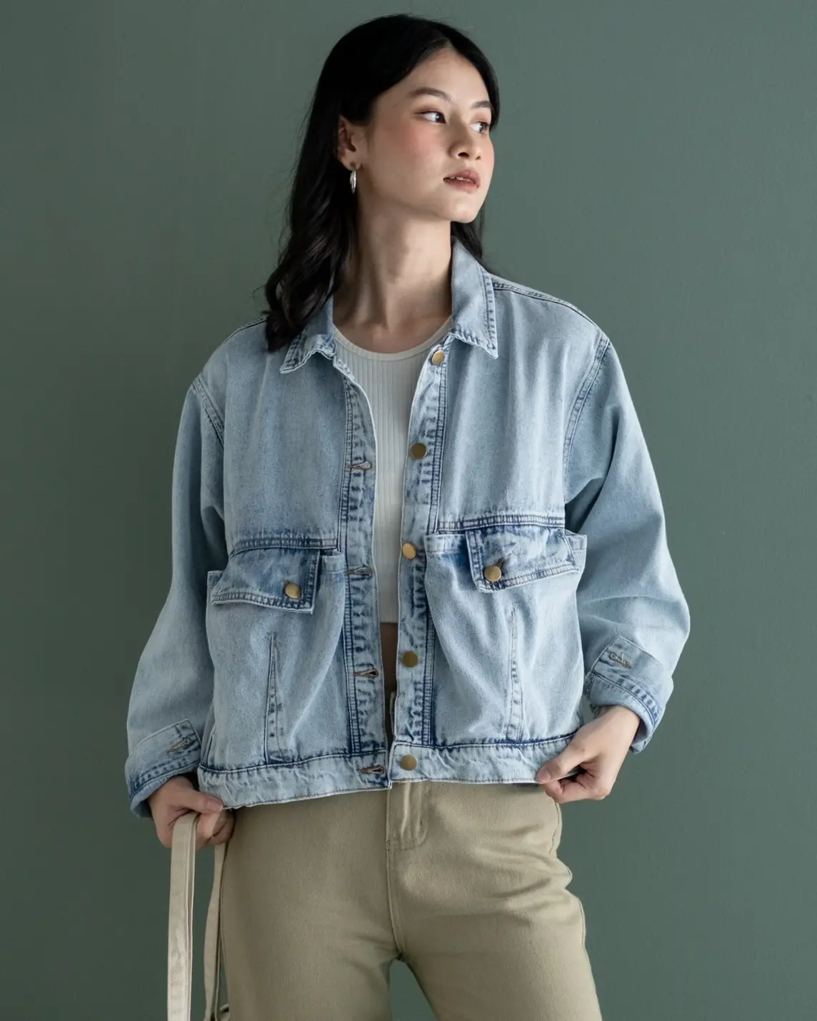 Oriza Denim Jacket Kode Pq1036 Light Blue