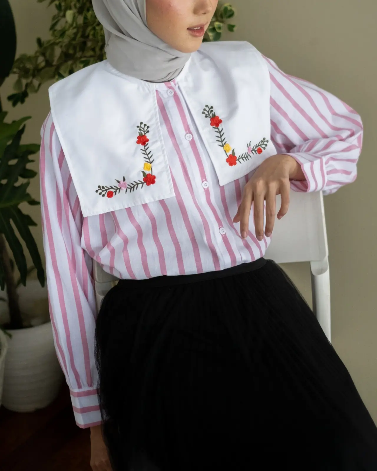 Zinia Stripe Shirt Pink - Image 2