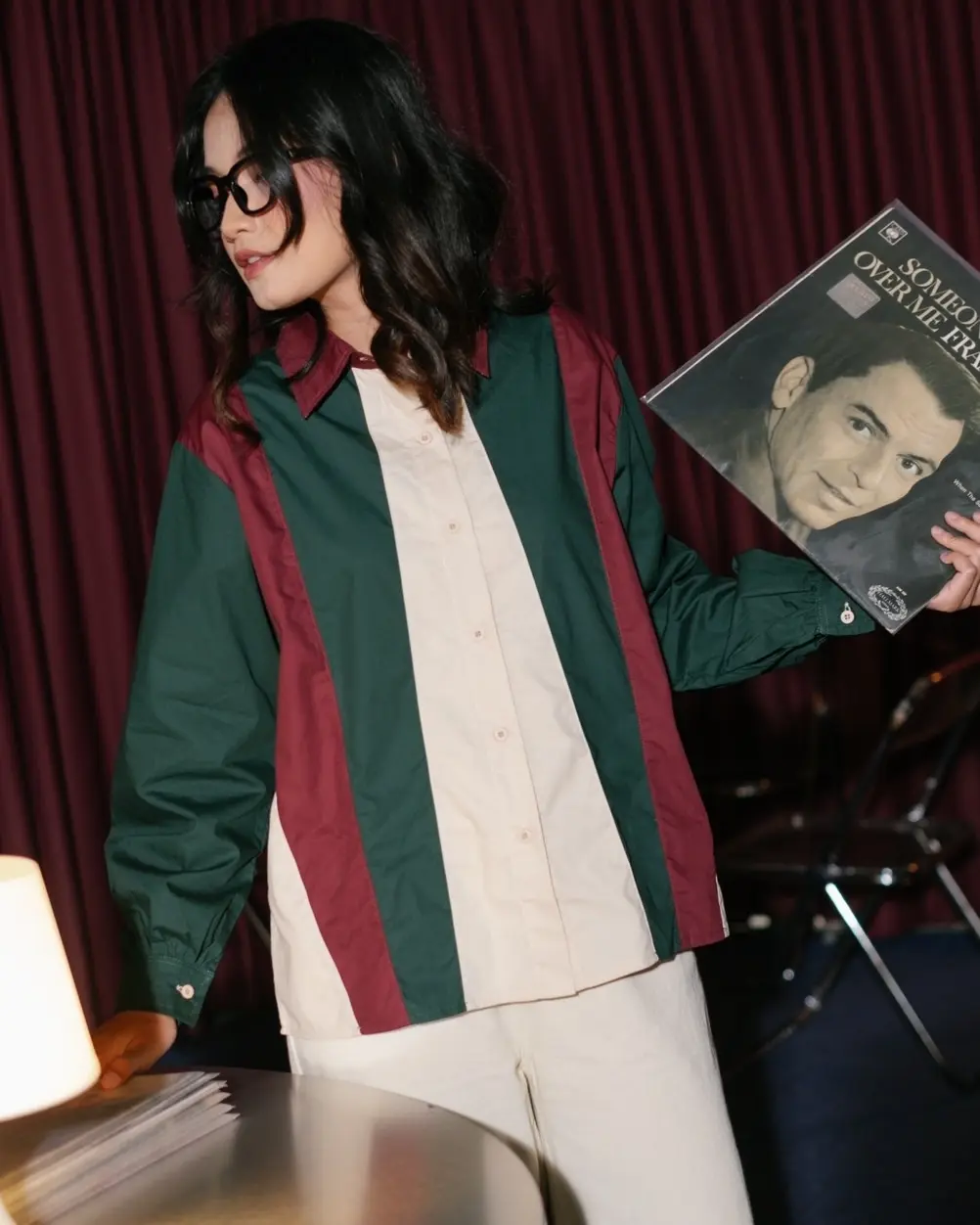 Zuriel Shirt Maroon-Glass Green