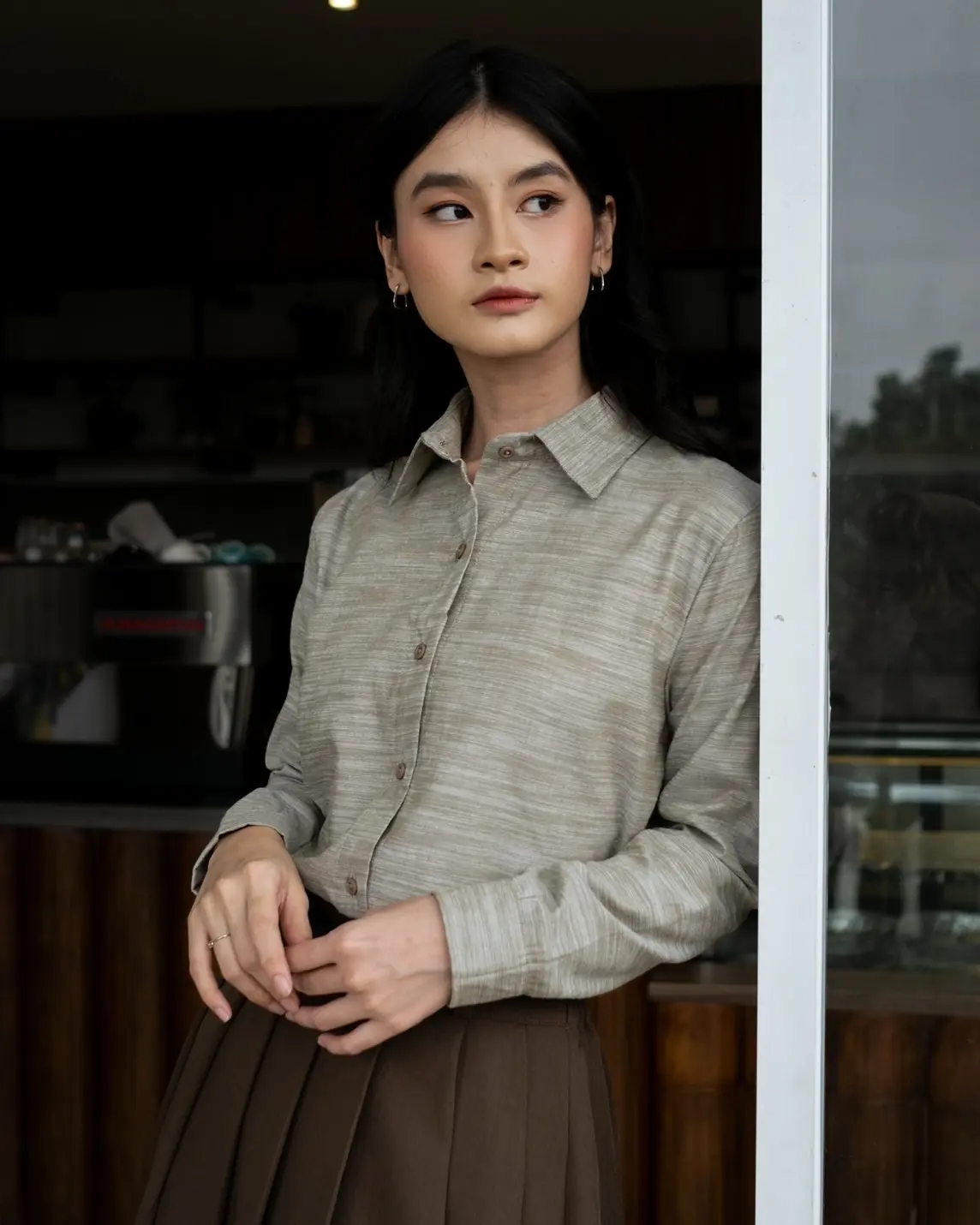 Preppy Oxford Shirt Sage Green - Image 3