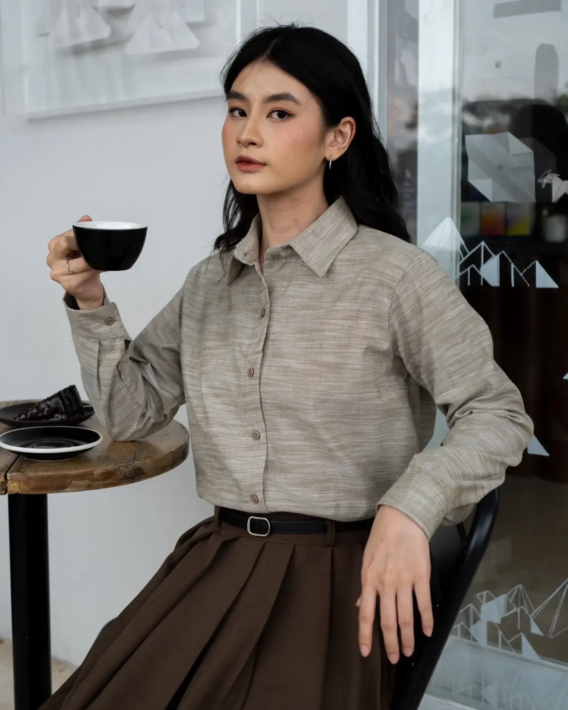 Preppy Oxford Shirt Sage Green - Image 2