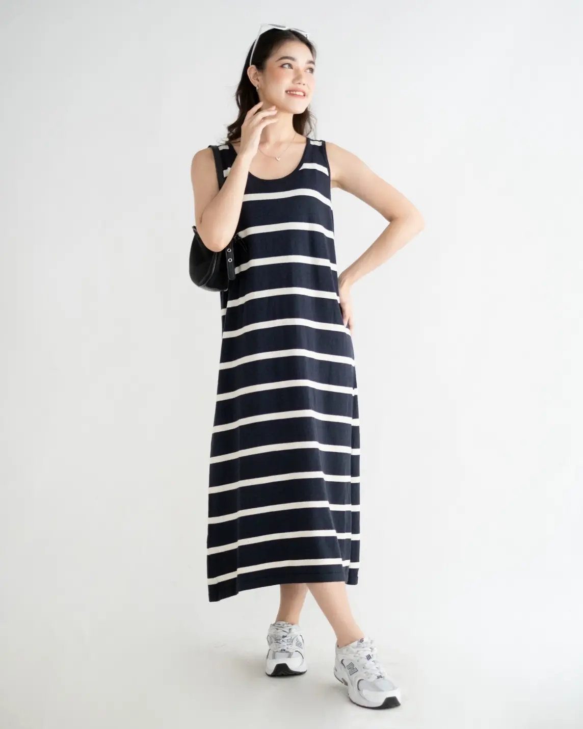 Fariza Stripe Longdress Kode 127 Navy - Image 2