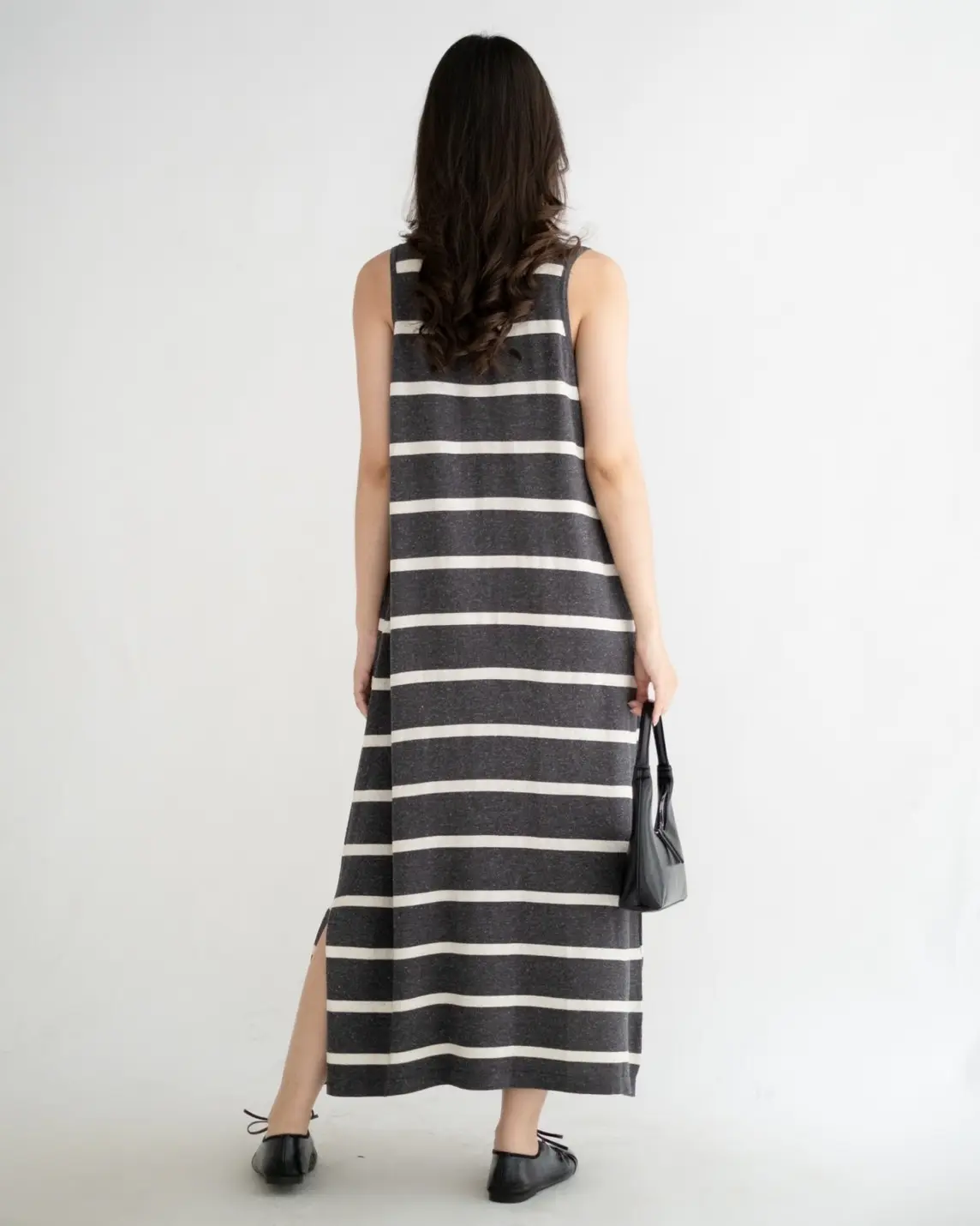 Fariza Stripe Longdress Kode 127 Dark Grey - Image 3
