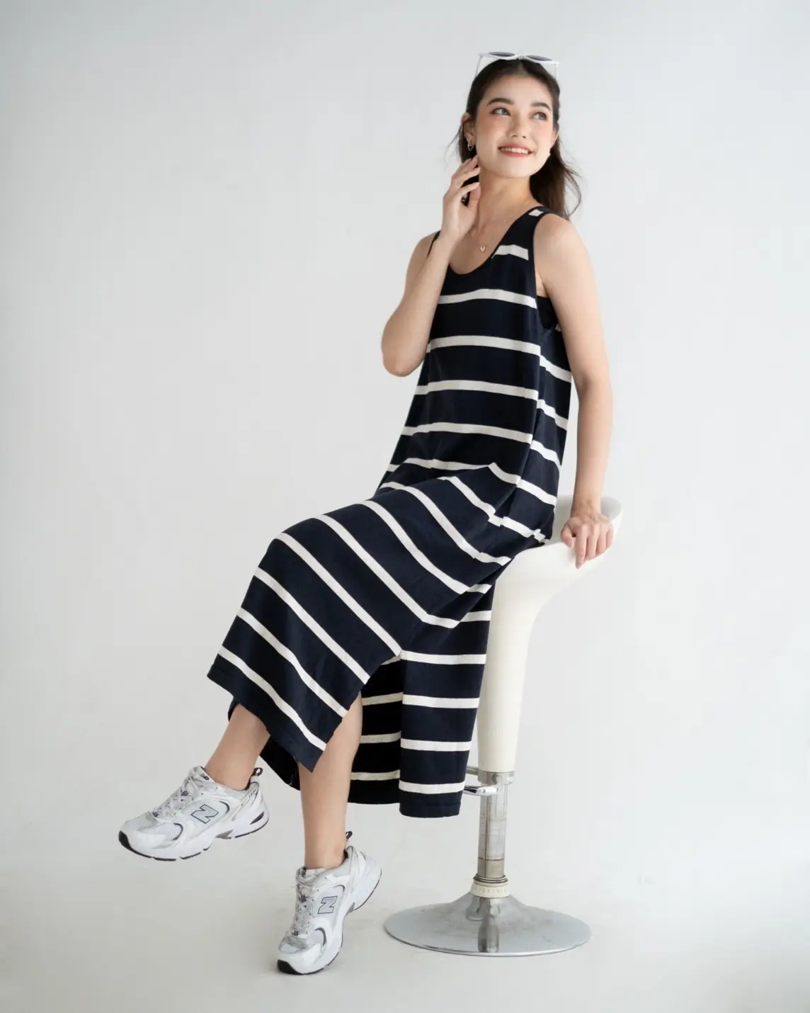 Fariza Stripe Longdress Kode 127 Navy - Image 4