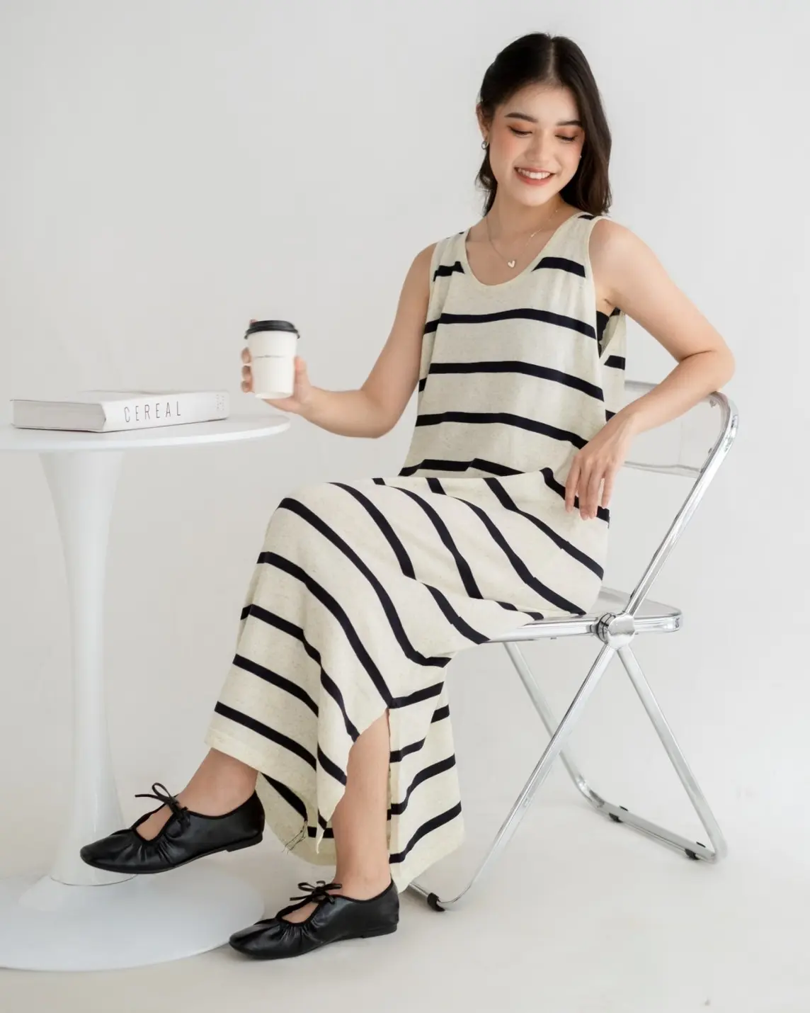 Fariza Stripe Longdress Kode 127 Cream - Image 3