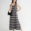 Fariza Stripe Longdress Kode 127 Dark Grey