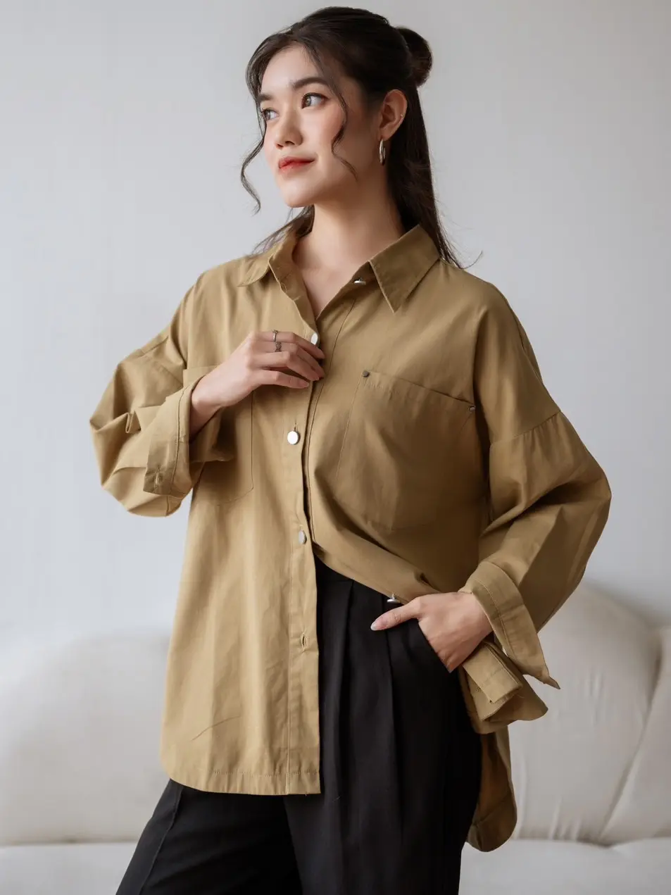 Hariza Shirt Kode L123-2 Khaki