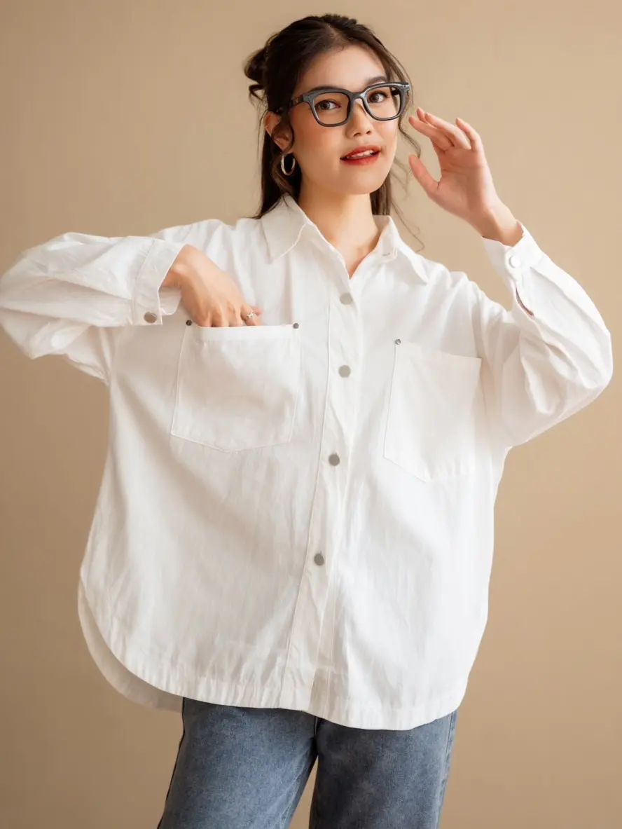 Hariza Shirt Kode L123-2 Broken White - Image 2