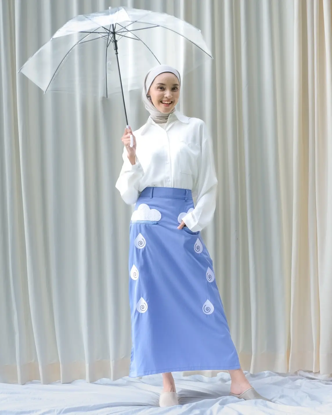 Jardin Drizzle Skirt Blue