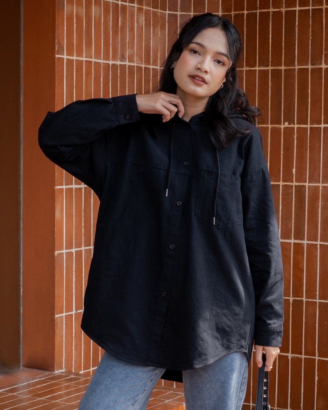 Kaisya Hoodie Shirt Kode 808-1 Black