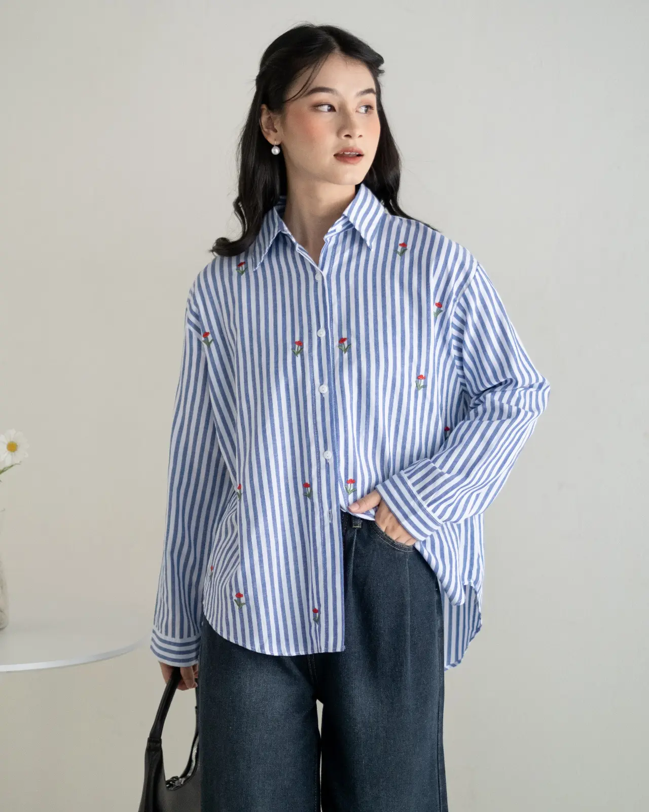 Ratika Stripe Shirt Kode 27996 Blue Denim - Image 3