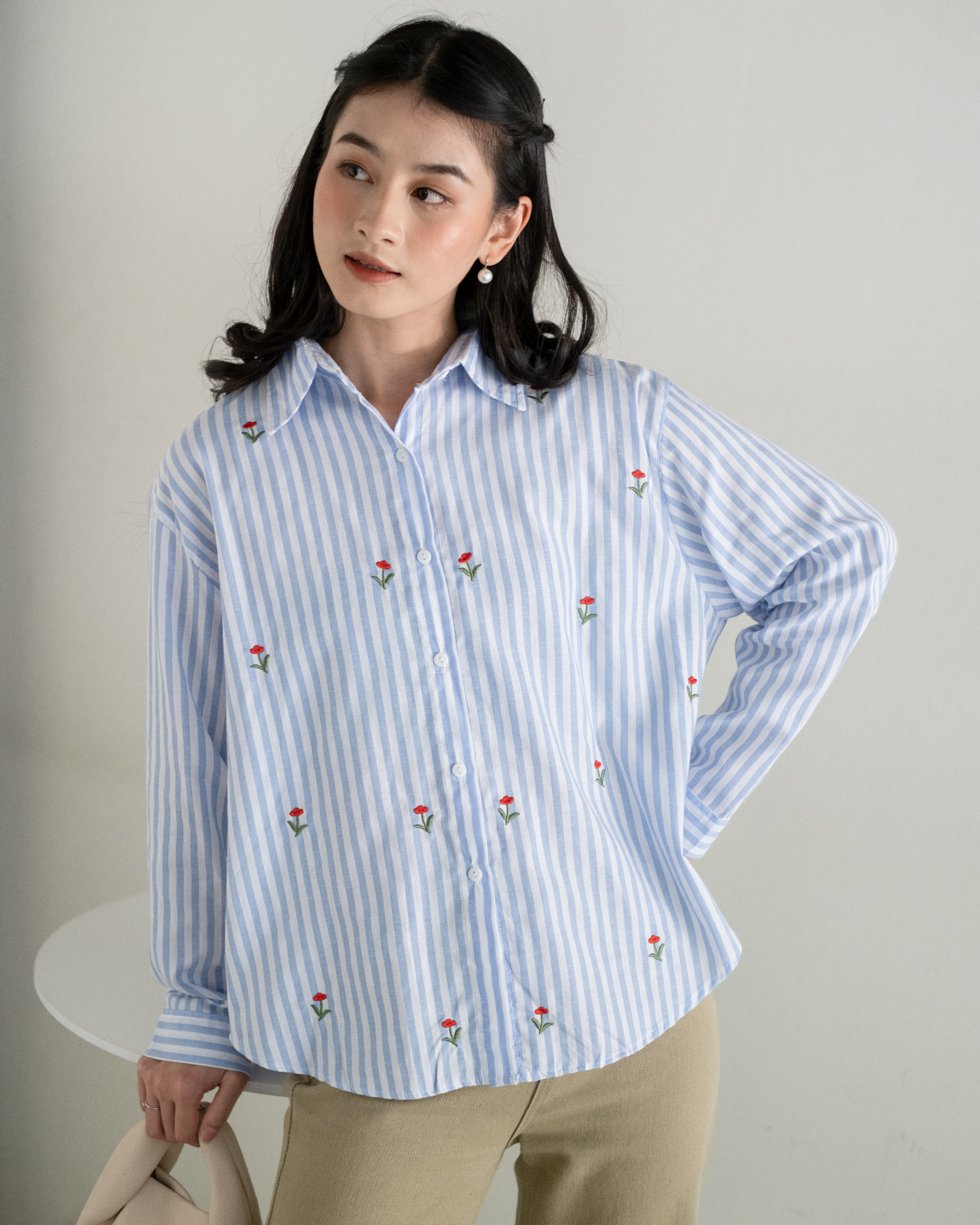 Ratika Stripe Shirt Kode 27996 Light Blue