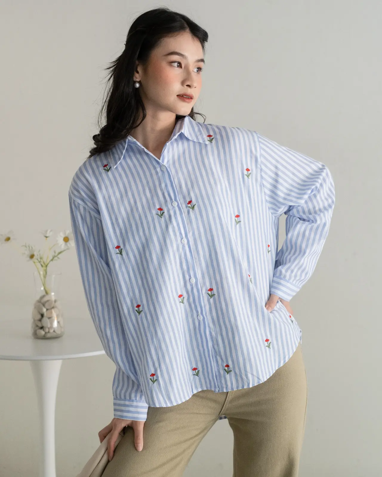 Ratika Stripe Shirt Kode 27996 Light Blue - Image 3