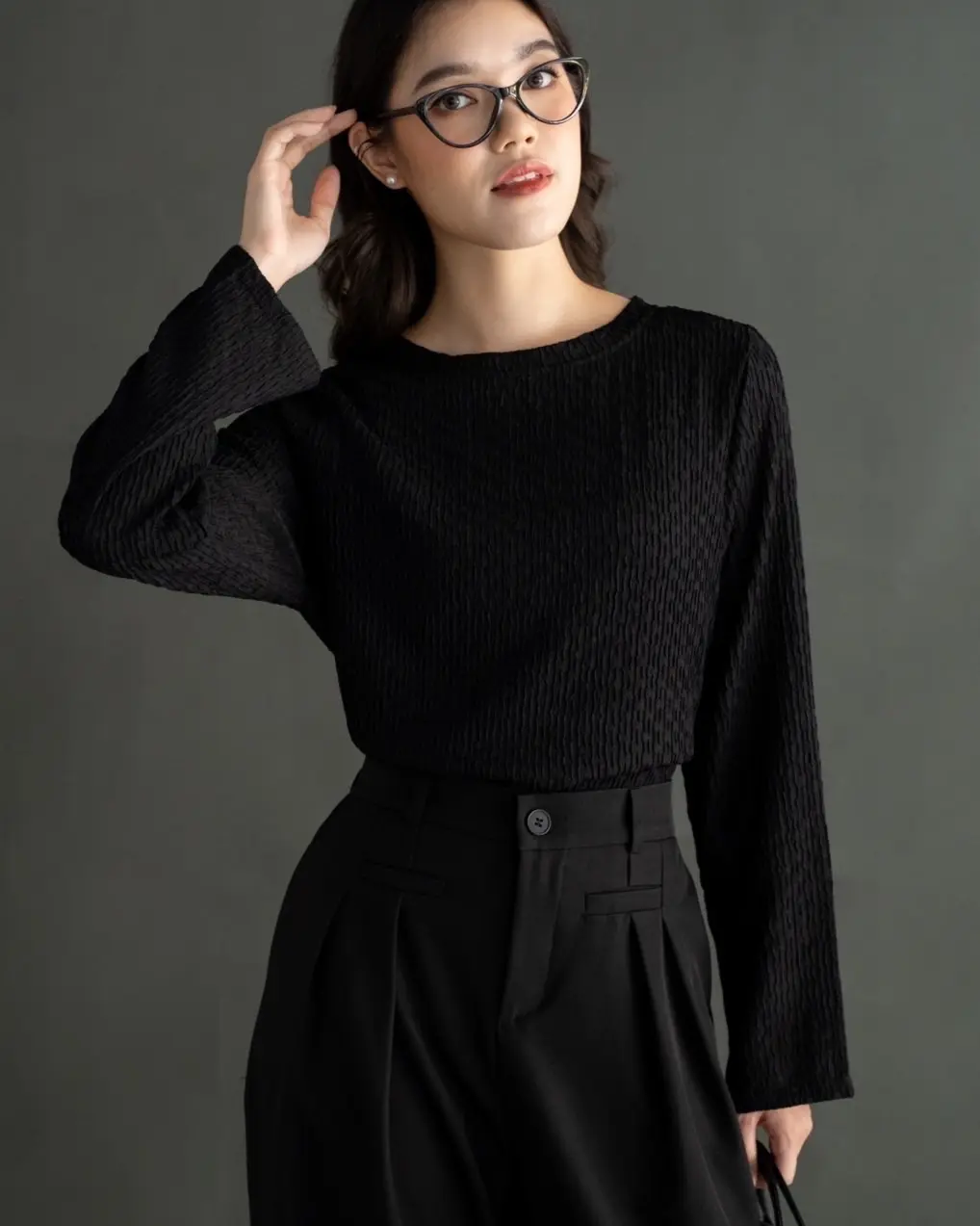 Tesha Longsleeve Kode 8815 Black - Image 2