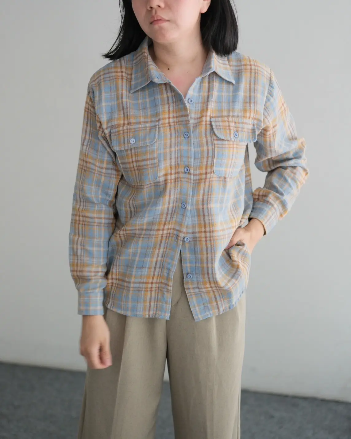 Asami Flanel Shirt Blue - Image 2