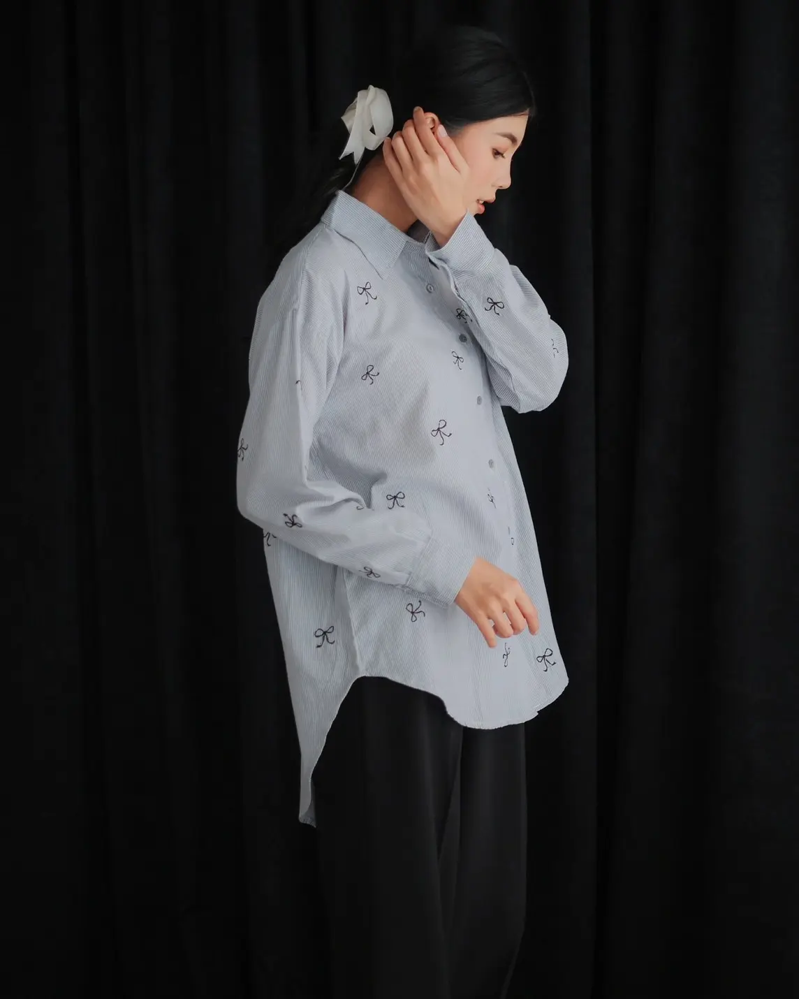 Clara Stripe Shirt Kode 6678 Grey - Image 3