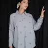 Clara Stripe Shirt Kode 6678 Grey - Image 2