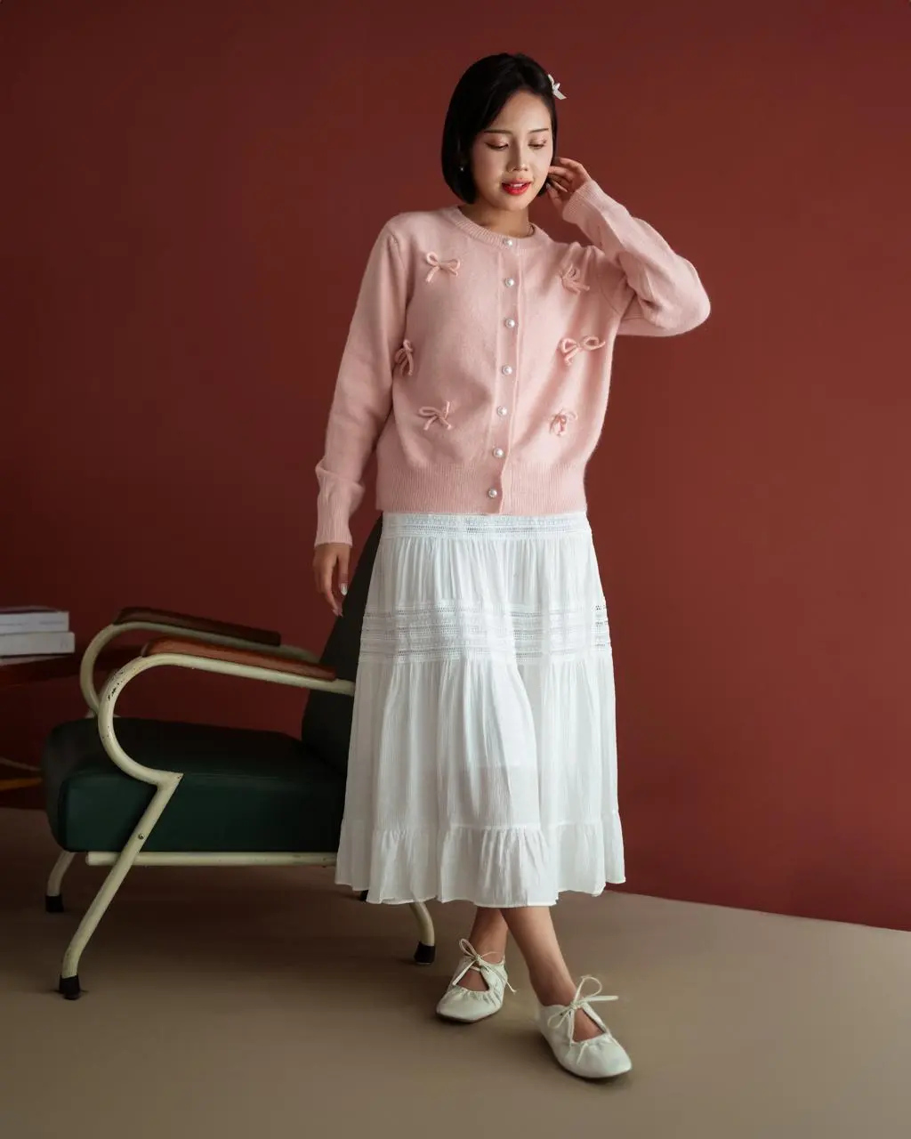 Fadzila Cardigan Kode 129 Pink - Image 3