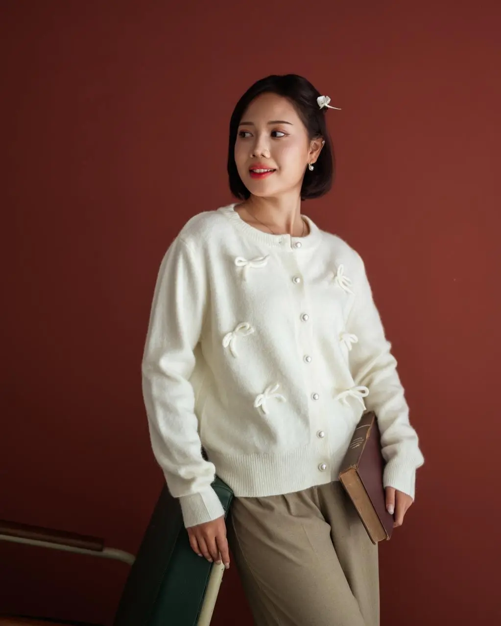 Fadzila Cardigan Kode 129 Ivory - Image 2