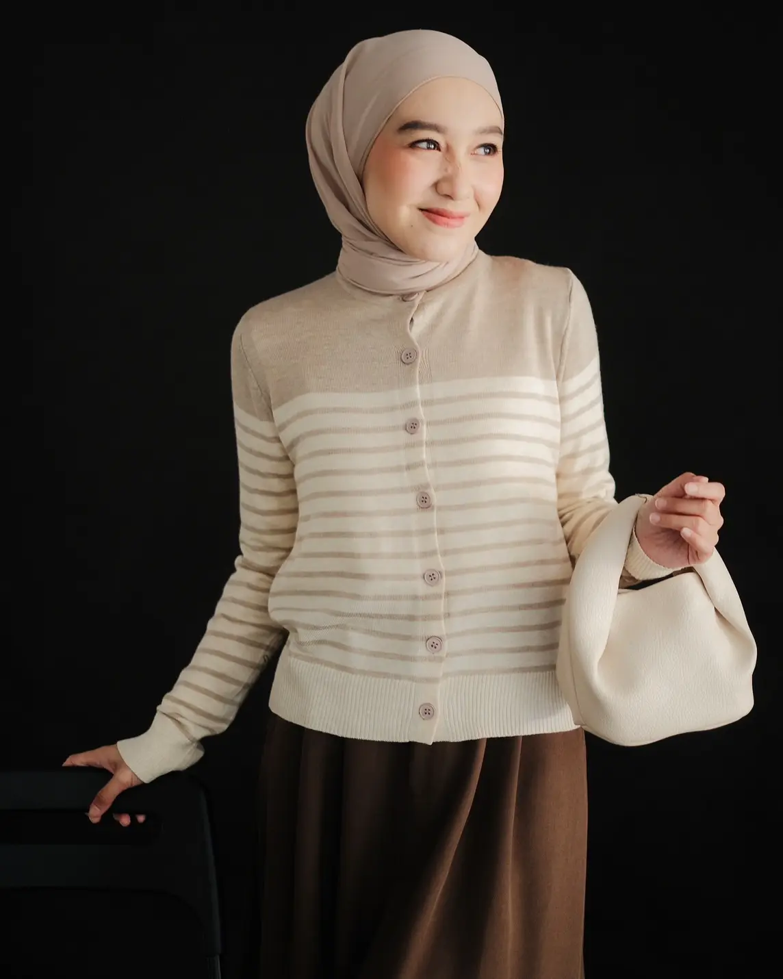 Felicia Stripe Cardi Kode 128B Khaki