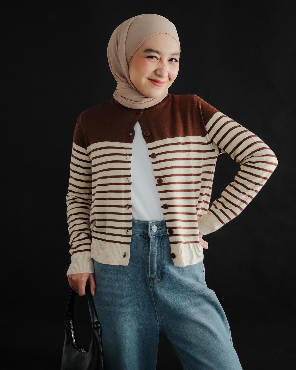 Felicia Stripe Cardi Kode 128B Brown