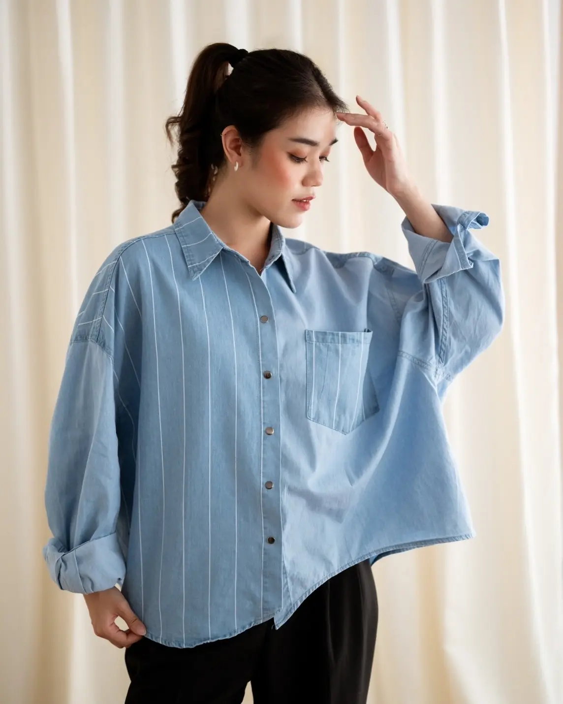 Harvena Denim Shirt Kode 113A Medium Blue