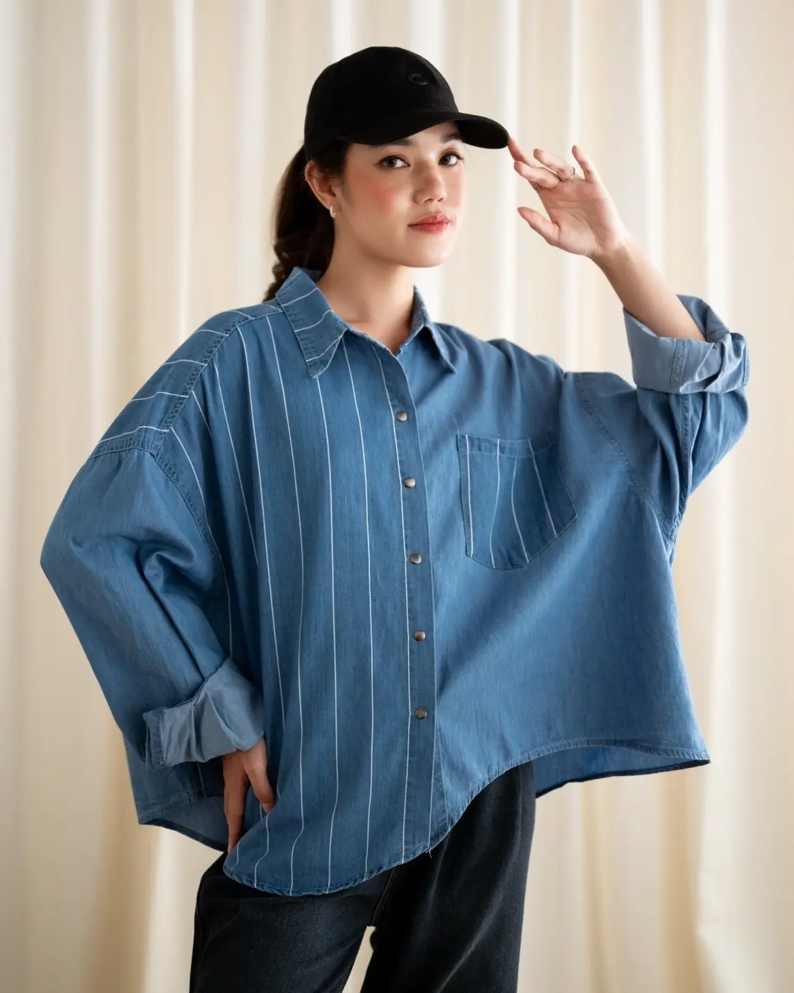 Harvena Denim Shirt Kode 113A Dark Blue