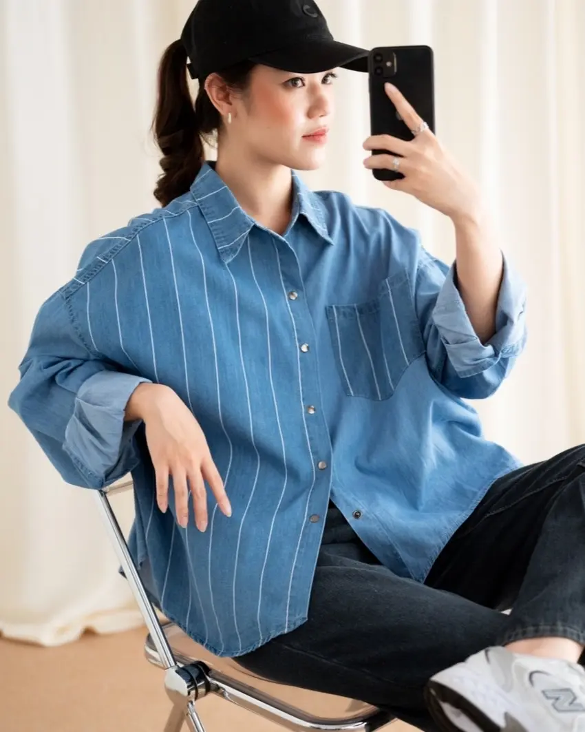 Harvena Denim Shirt Kode 113A Dark Blue - Image 3