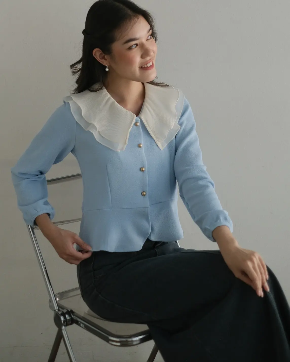 Helga Blouse Kode 127A Blue