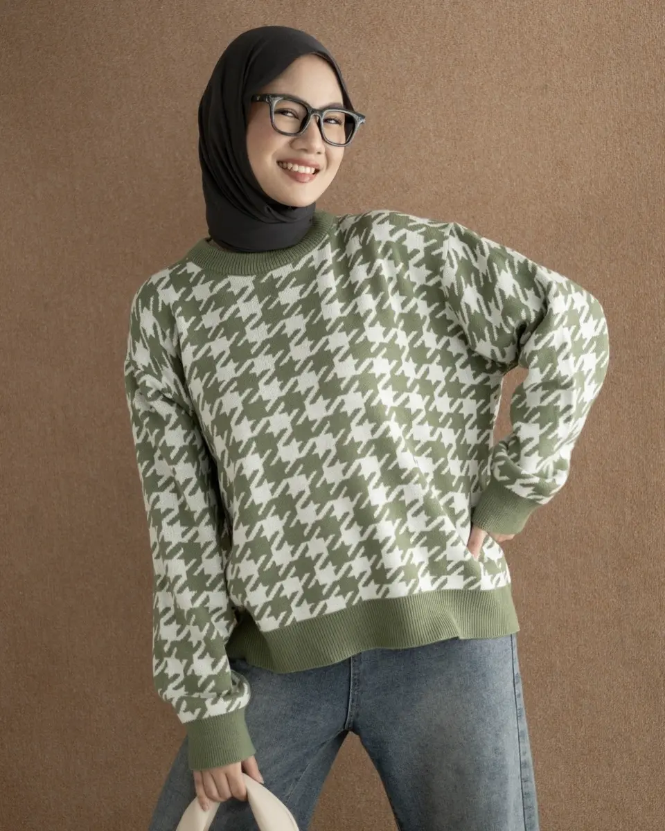 Houndstooth Sweater Mint