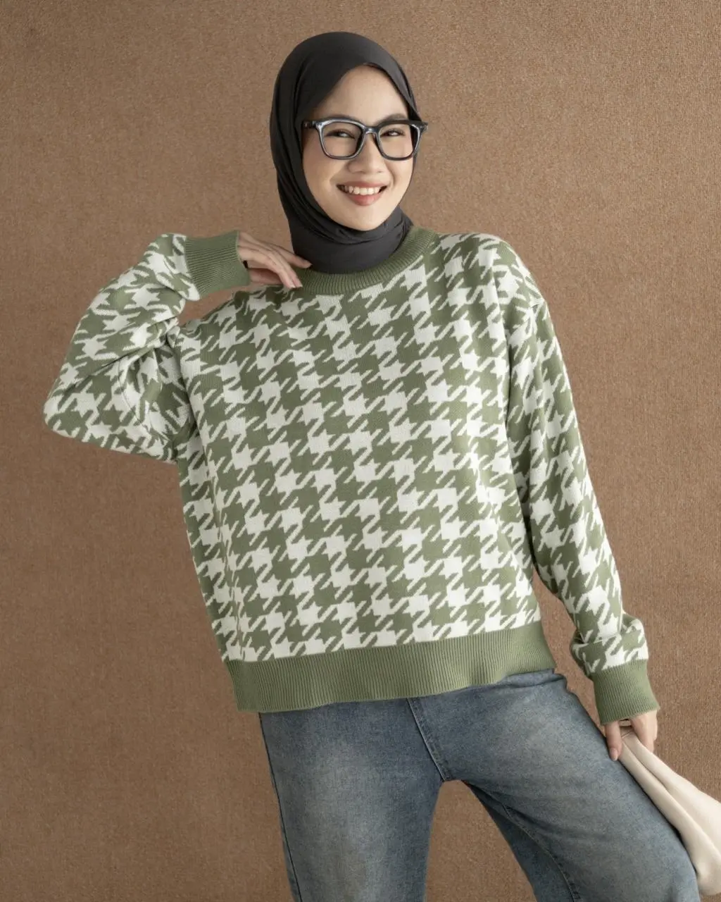 Houndstooth Sweater Mint - Image 2