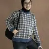 Houndstooth Sweater Blue - Image 2