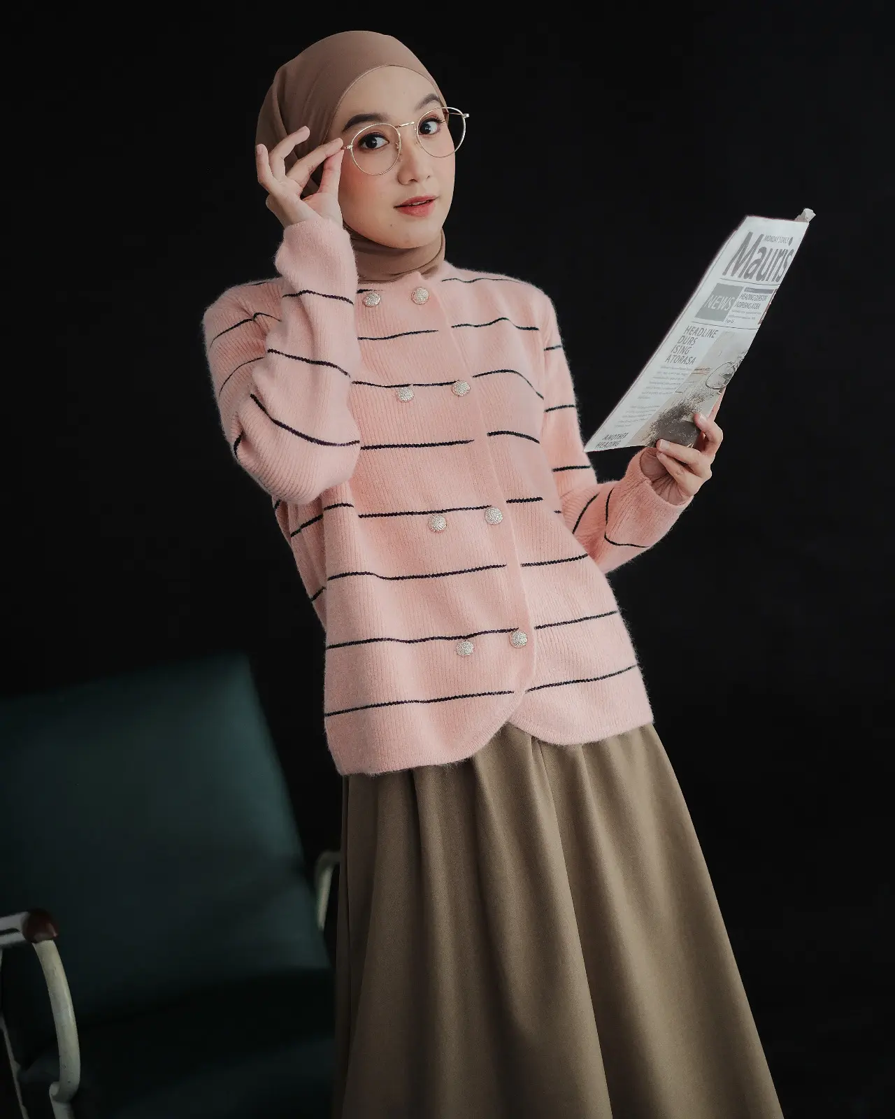 Ifadha Stripe Cardi Kode 77 Peach - Image 2