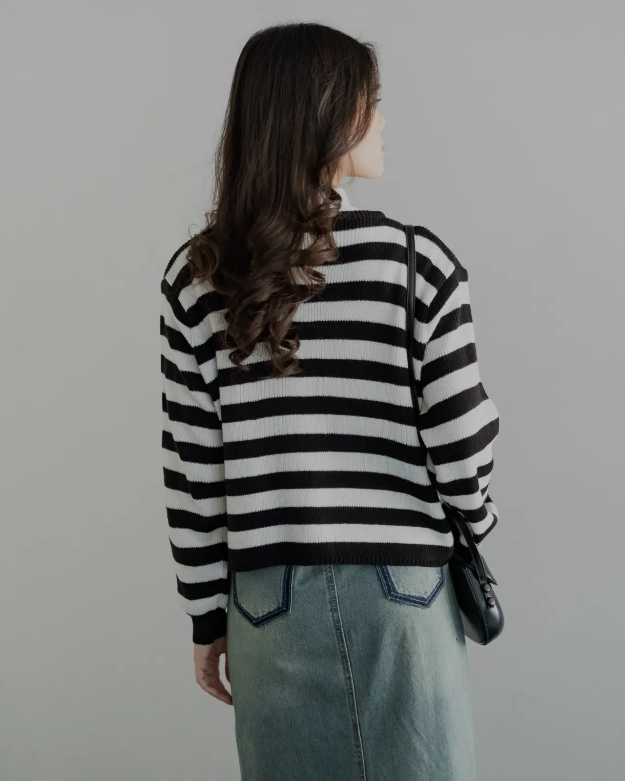 Mayuka Stripe Cardigan Black - Image 3