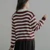 Mayuka Stripe Cardigan Maroon - Image 3