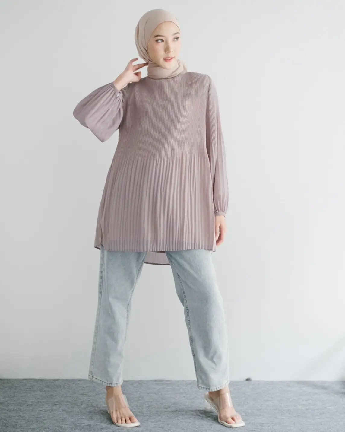 Ersya Plisket Longsleeve Kode 50005 Beige - Image 4