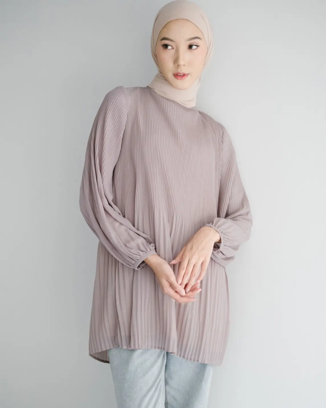 Ersya Plisket Longsleeve Kode 50005 Beige - Image 2