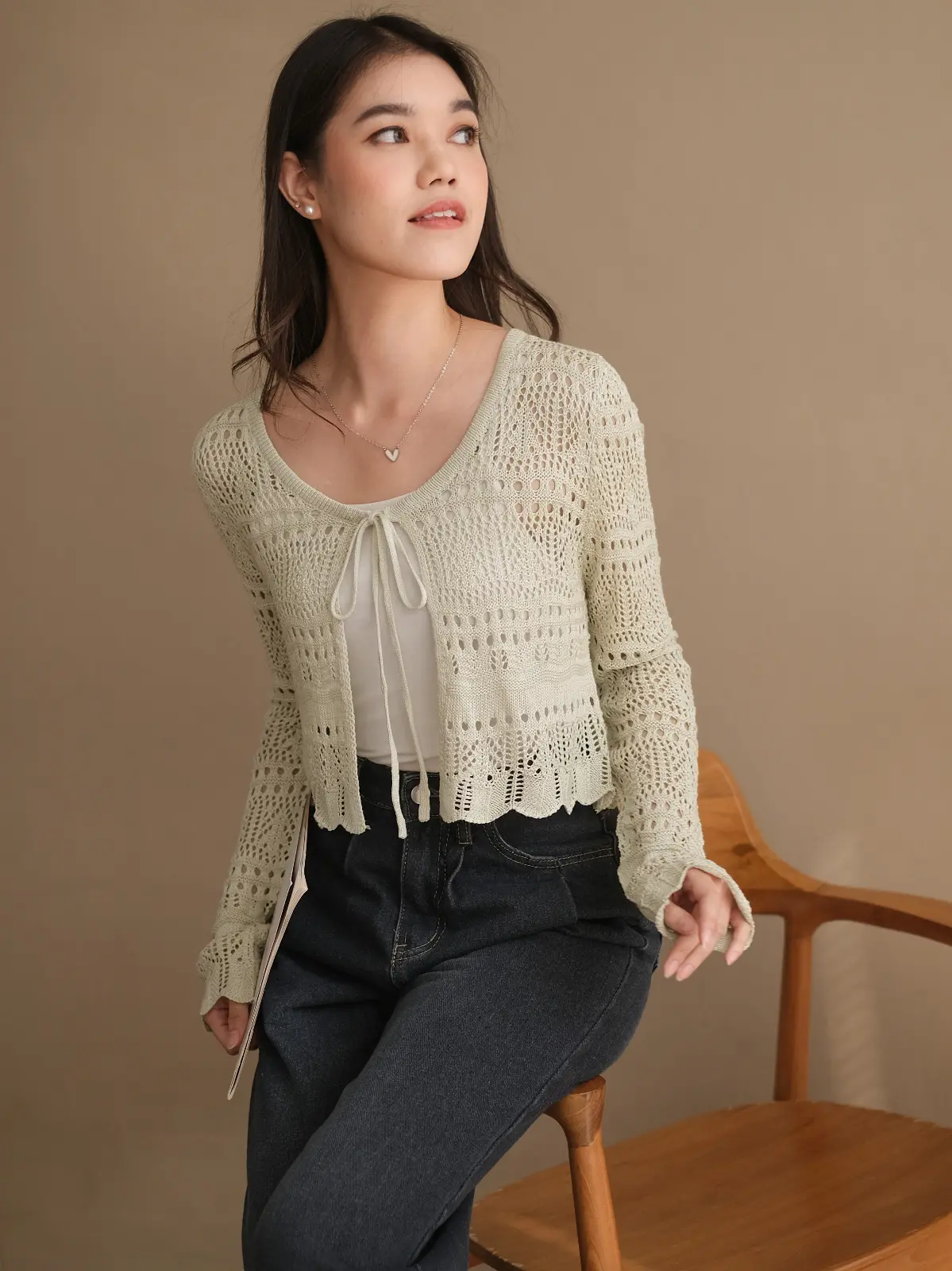 Zakira Cardigan Kode 94 Beige - Image 2