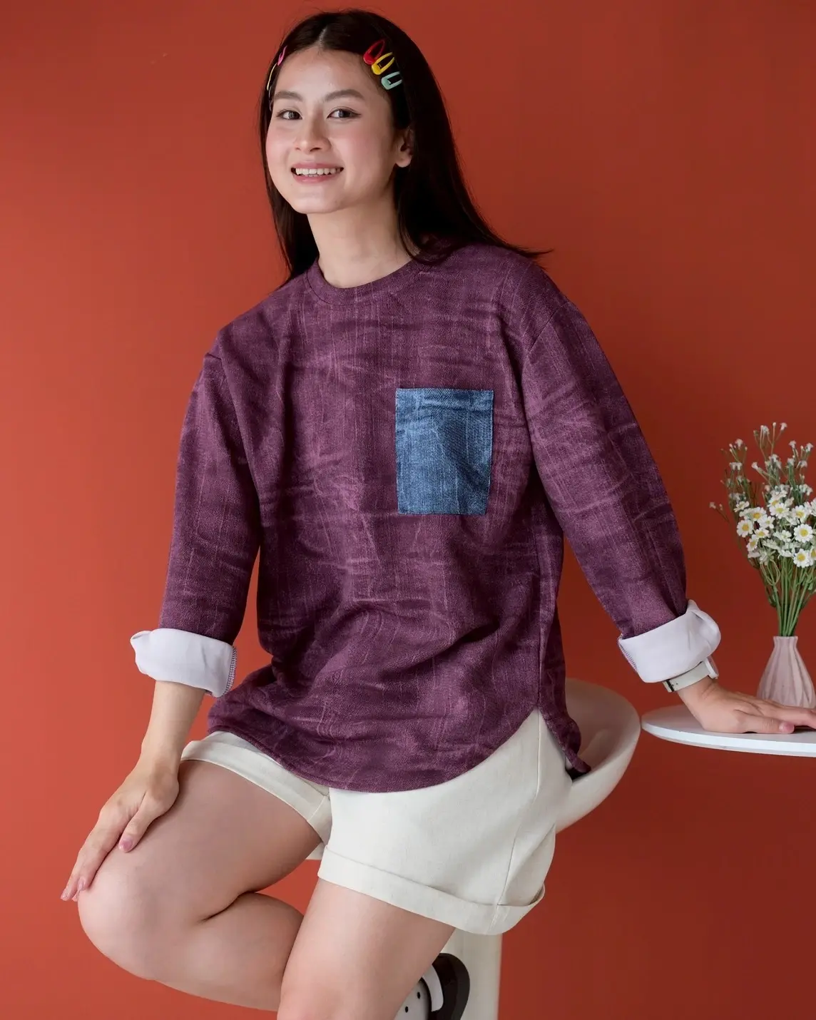 Kamora Longsleeve Kode 5370 Burgundy - Image 2