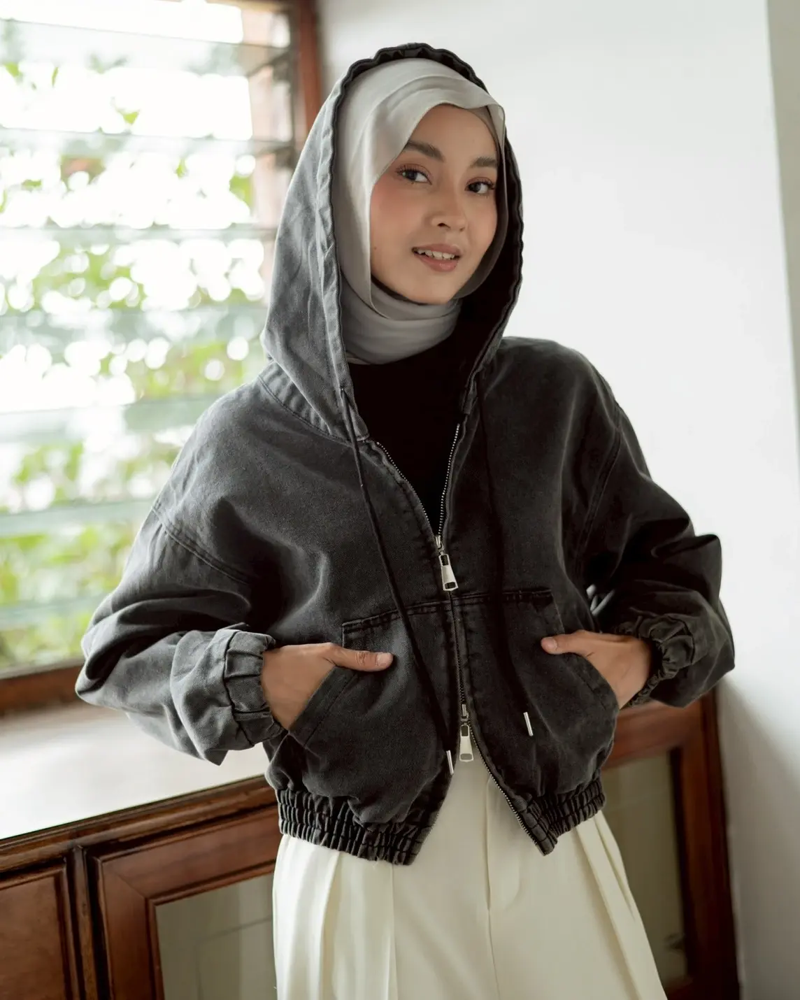 Jexira Denim Jacket Dark Grey