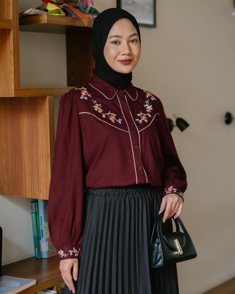 Bazlia Shirt Kode 80079 Maroon - Image 2