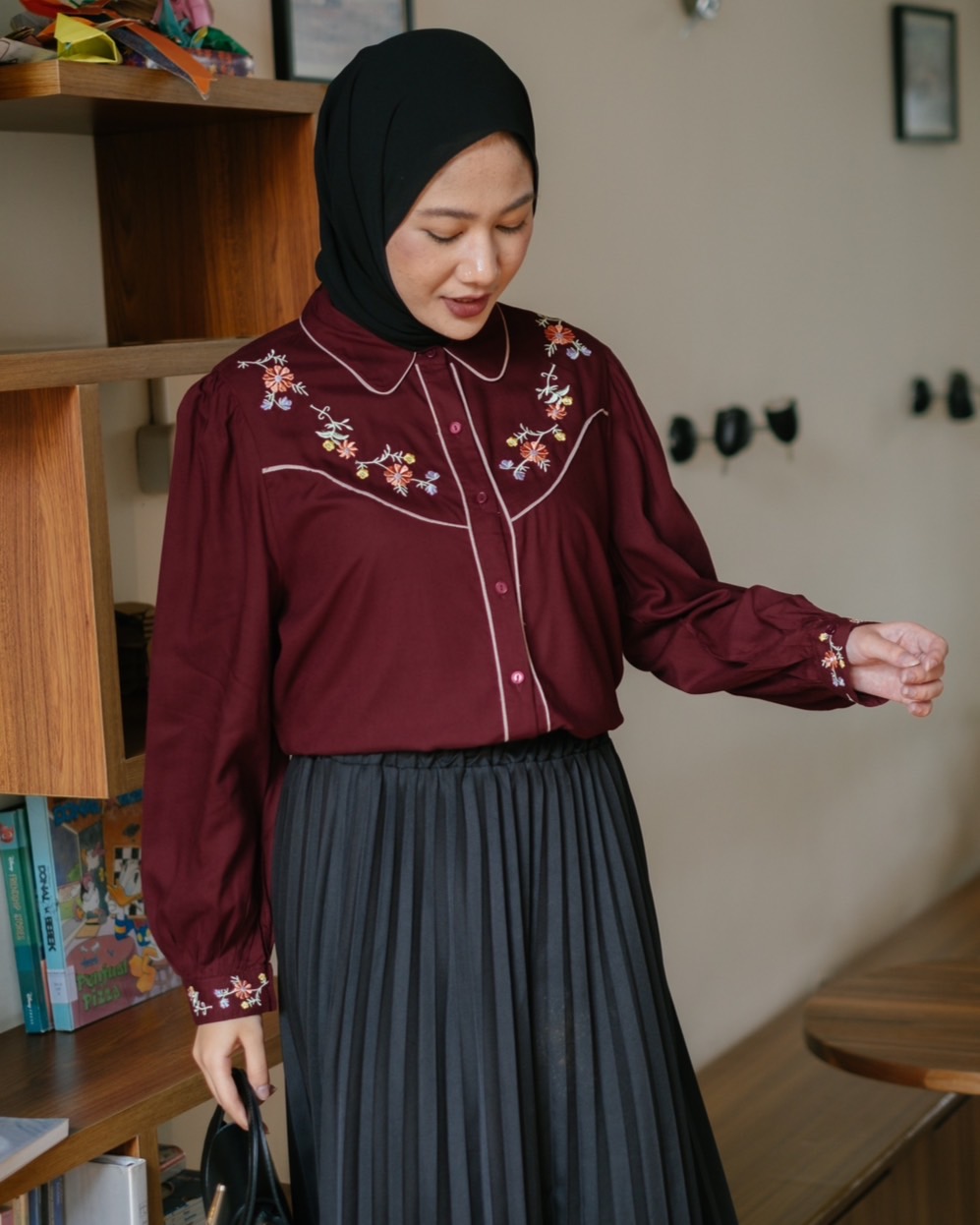 Bazlia Shirt Kode 80079 Maroon