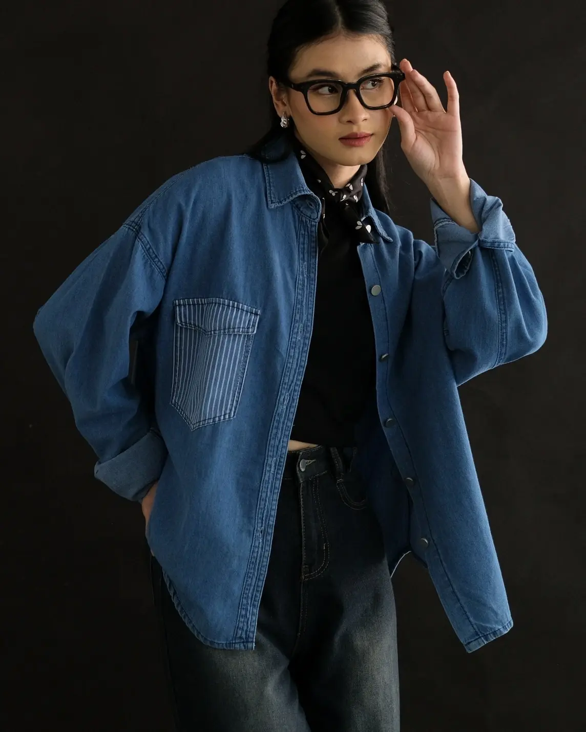 Eziya Denim Shirt Kode R054-1 Medium Blue