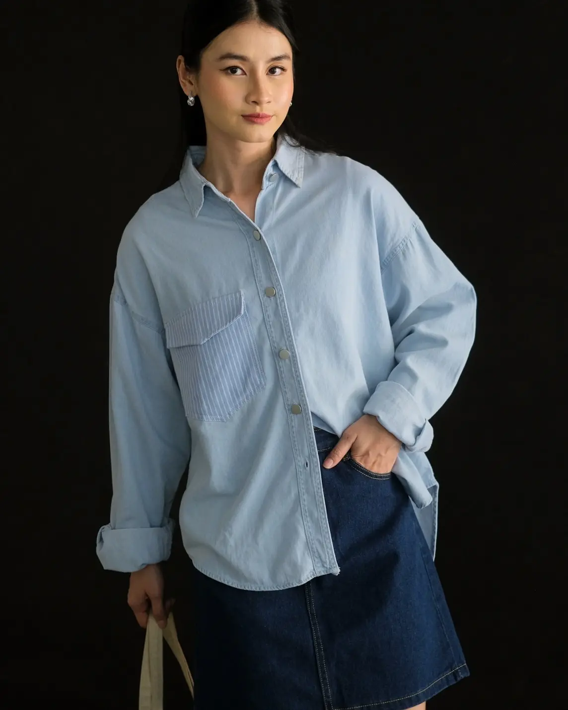 Eziya Denim Shirt Kode R054-1 Light Blue