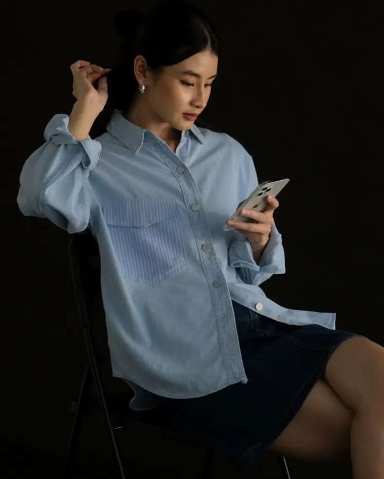 Eziya Denim Shirt Kode R054-1 Light Blue - Image 2