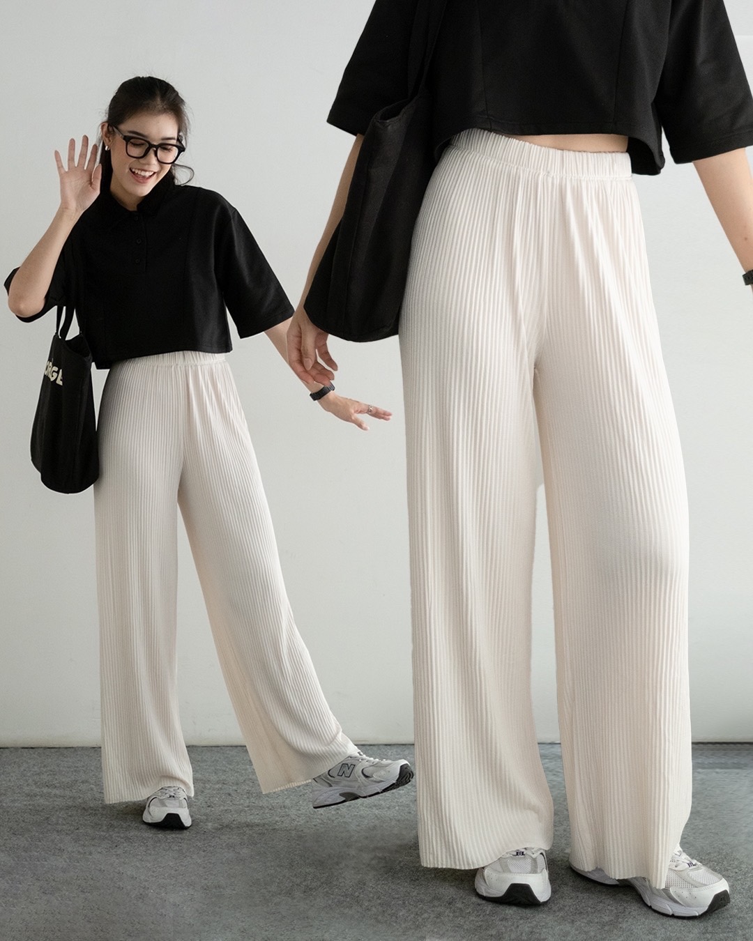 Fatima Plisket Pants Kode 410 Ivory