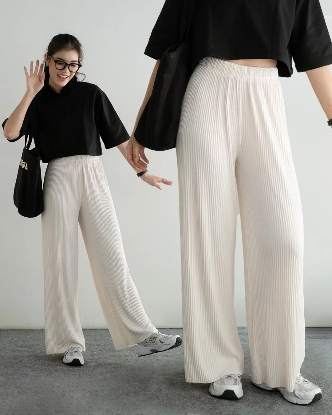 Fatima Plisket Pants Kode 410 Ivory