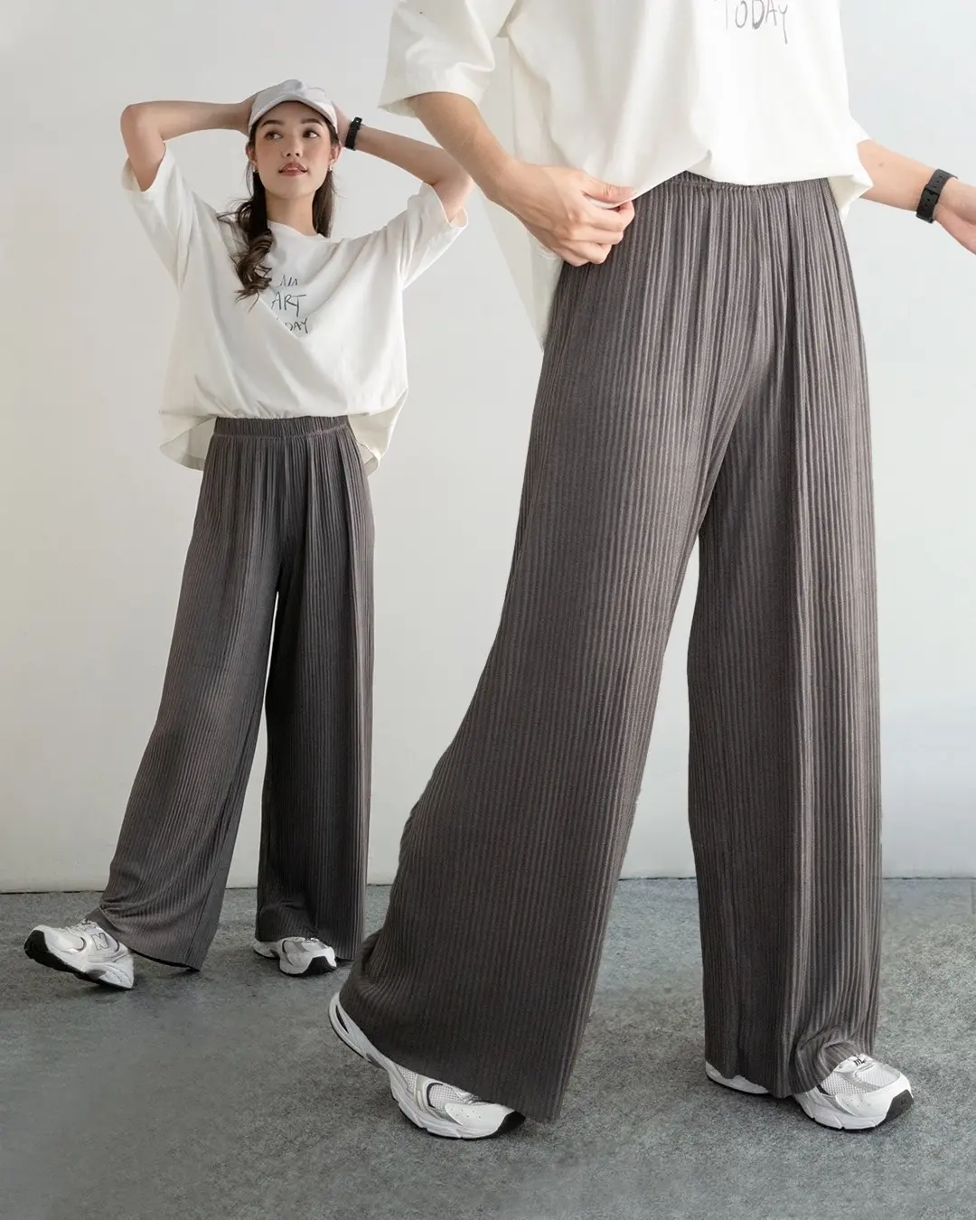 Fatima Plisket Pants Kode 410 Grey